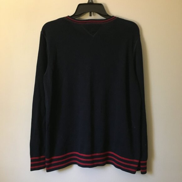 Iconic Tommy Hilfiger Dark Navy Blue and Red Heart Preppy Sweater - Picture 2 of 16